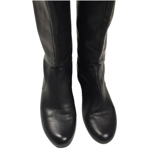 Crown‎ Vintage Lulu Knee-High Boots Black Faux Leather Foldover Wedge Women's 8 - Picture 12 of 12